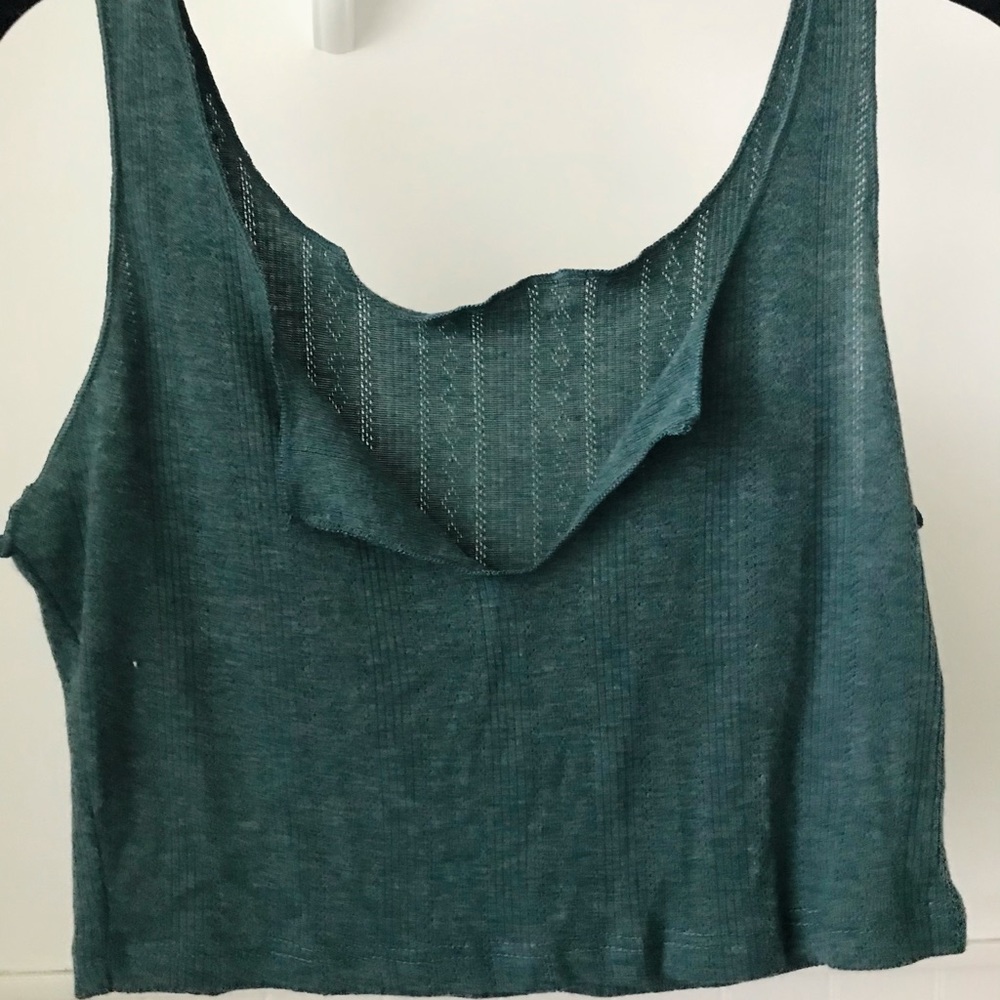 SHEIN notch neck crop tank top teal green blue